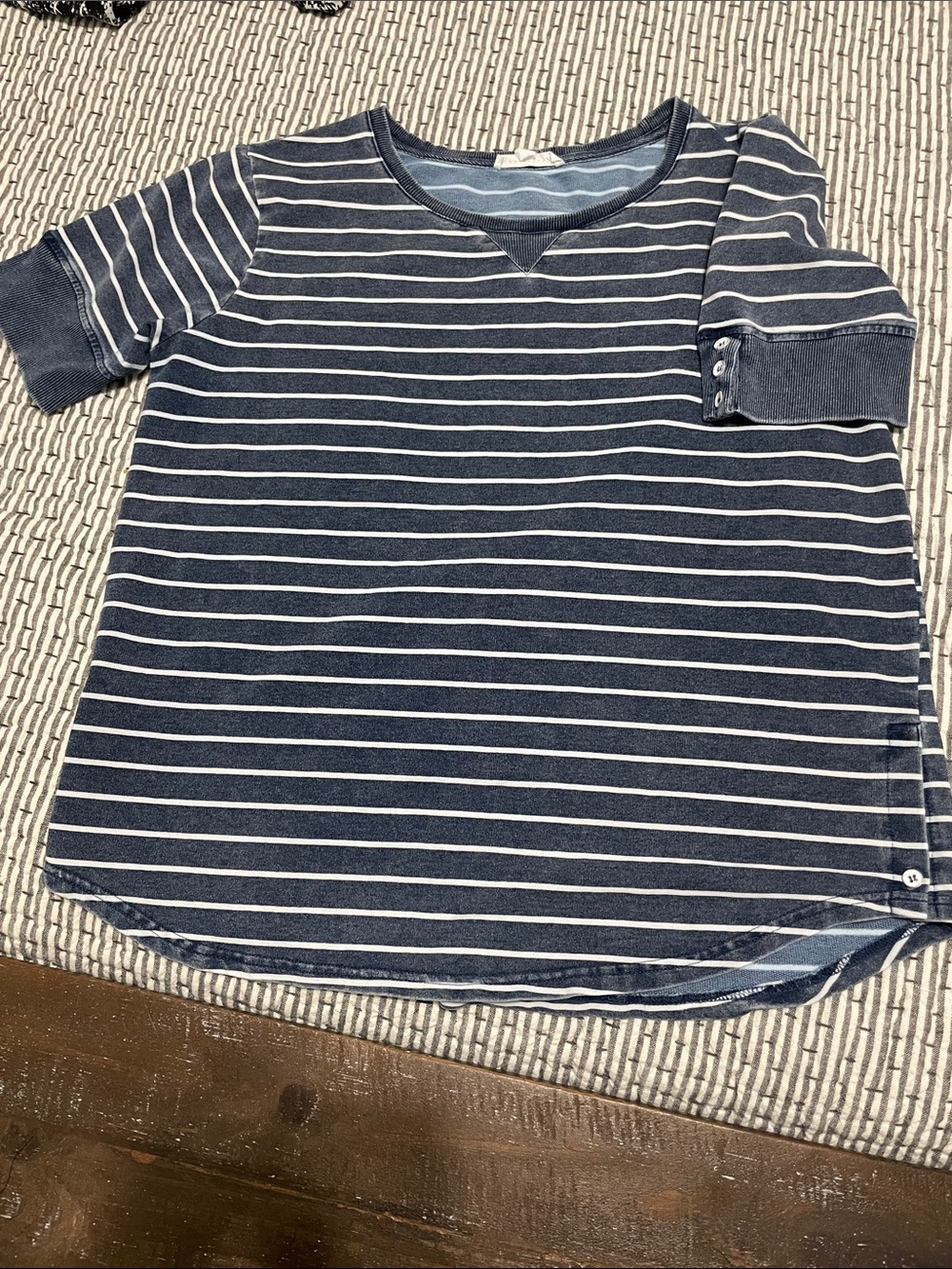 Navy & White Striped Blouse & Aerie Jean Shorts
